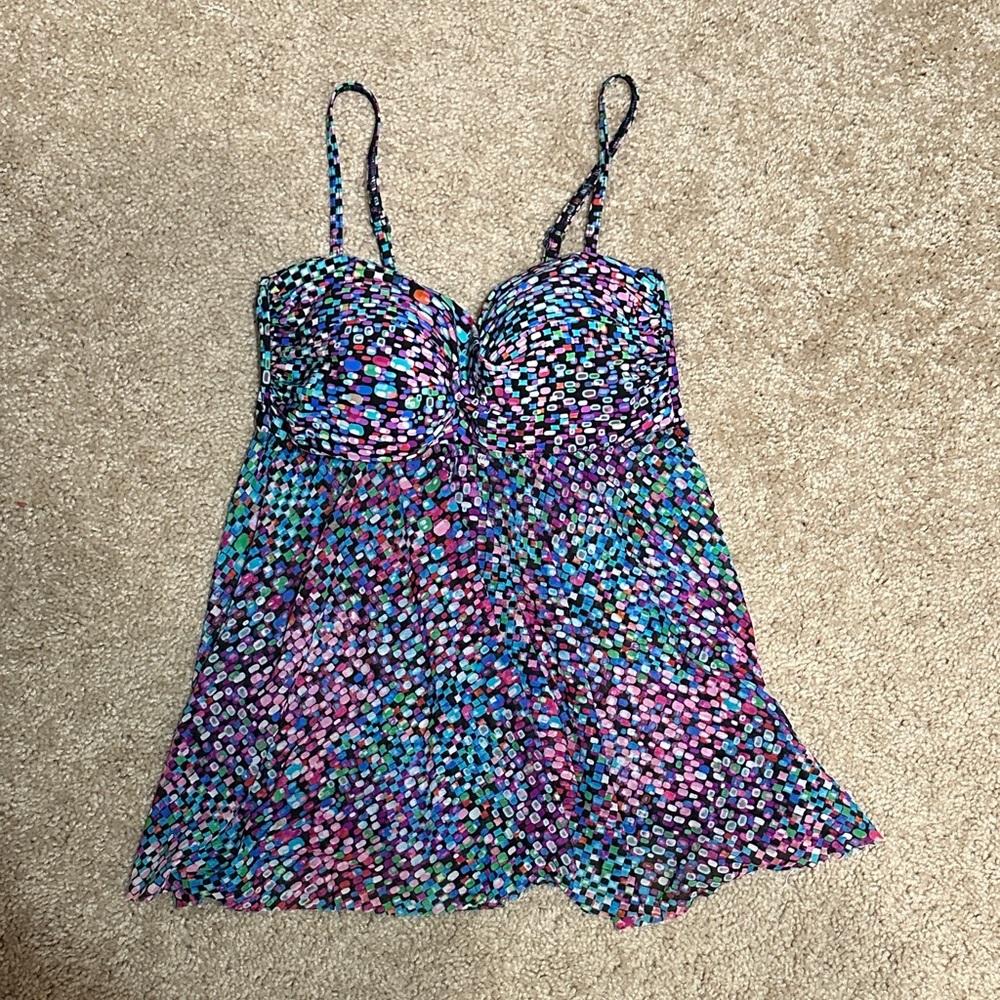 Profile by Gottex Multicolor Polka Dot Swim Tankini Top